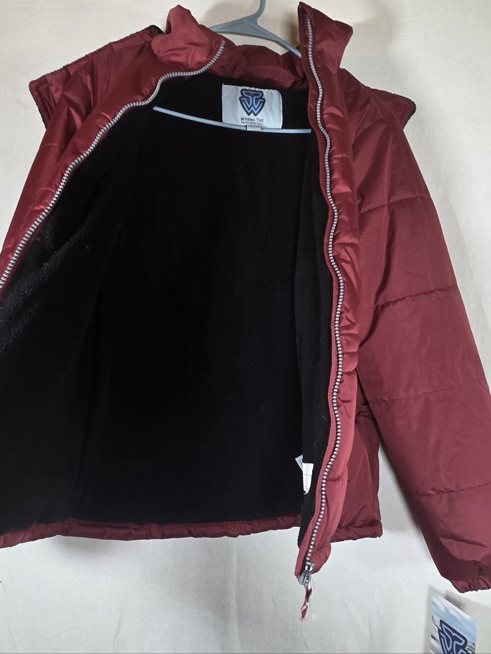Whales Tail Girls Burgundy Hooded Puffer Jacket Sz L Warm Winter Coat NWT - Picture 4 of 9